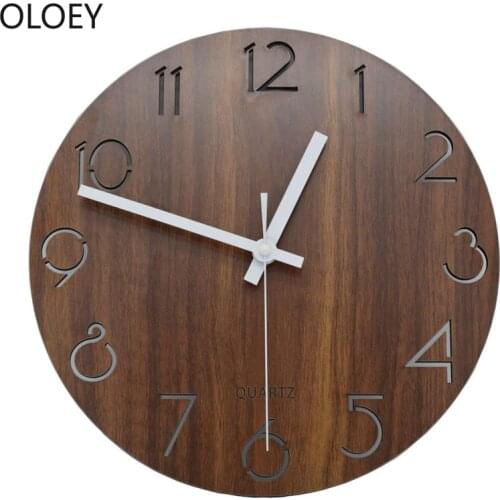 Creative Wood Wall Clock Retro Kitchen Nordic Clocks Wall Home Decor Modern Design Silent Wooden Living Room Bedroom Reloj