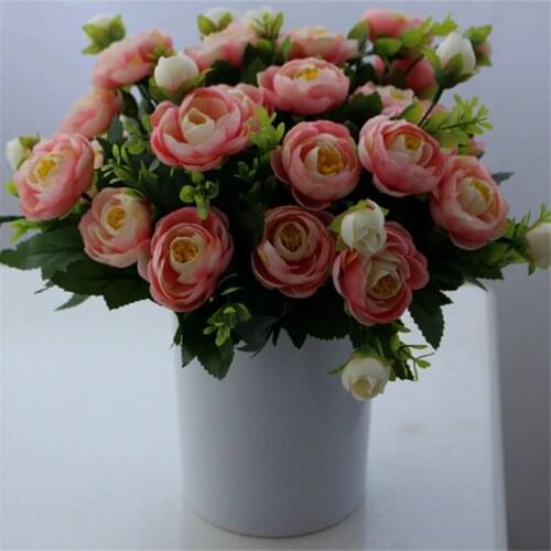 New Multi Color Realistic 9 Flower Heads artificial peony bouquet 6 Branches Spring Fake silk Peony Flower Home Table Room Decor