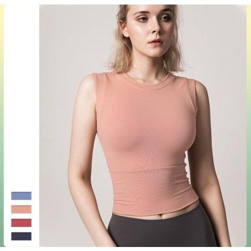 Solid Color Sexy Sports Vest Womens Tight Elastic Quick Drying Running Suit Fitness Training Yoga Top