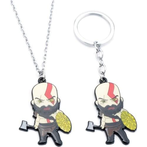 God of War Necklace Creative Cartoon Figure Kratos Pendants&Necklaces for Women Men Game Trinket key chain necklace