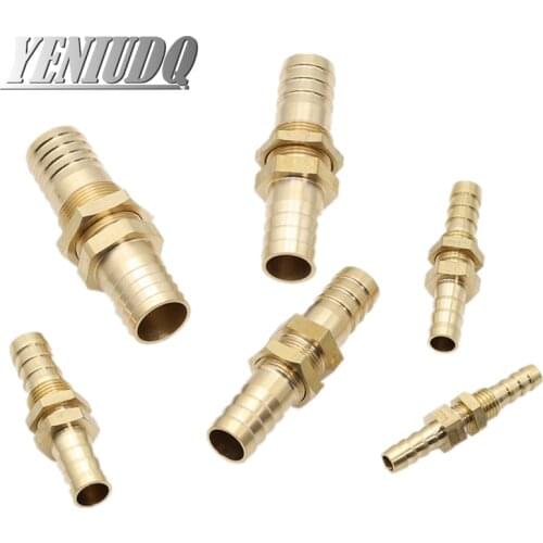 Pipe ID 6 8 10 12 14 16mm Hose Barb Bulkhead Brass Barbed Tube Pipe Fitting Coupler Connector Adapter For Fuel Gas Water Copper