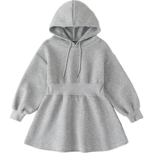 Teenager Kids Sweatshirt Dress Cotton Girls Autumn Dresses New 2021 Children Clothes Long Sleeve Hooded 6 to 16 Years,#6465