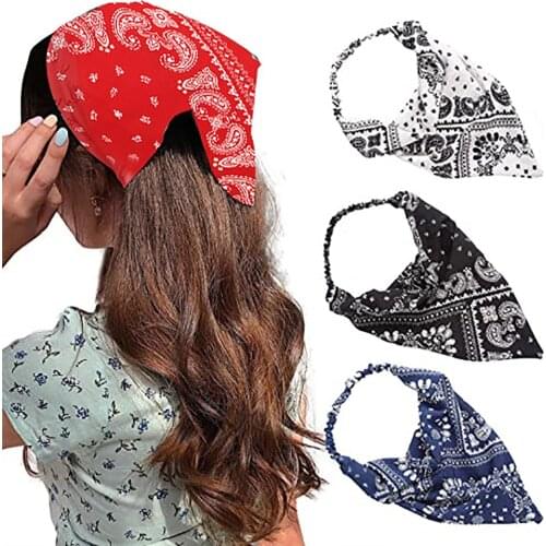 Wholesale Hot Bohemian Elegant Triangle Elastic Rubber Band For Women Hairband Creative Retro Romantic Turban Bandanas Headwear