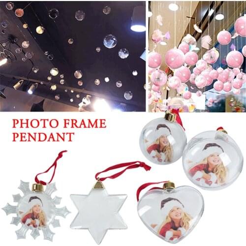 Christmas Transparent Plastic Photo Five-star Ball Shape Christmas Tree Hanging Decorations Home Ornaments DIY Party Kids Gifts