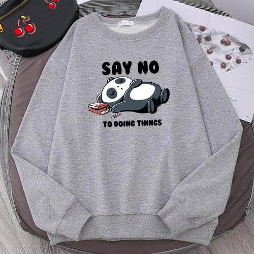 Say No To Doing Things Sleeping panda Prints Hoodys Mens Harajuku Loose Pullovers New Loose Hoody Crewneck Casual Sweatshirts