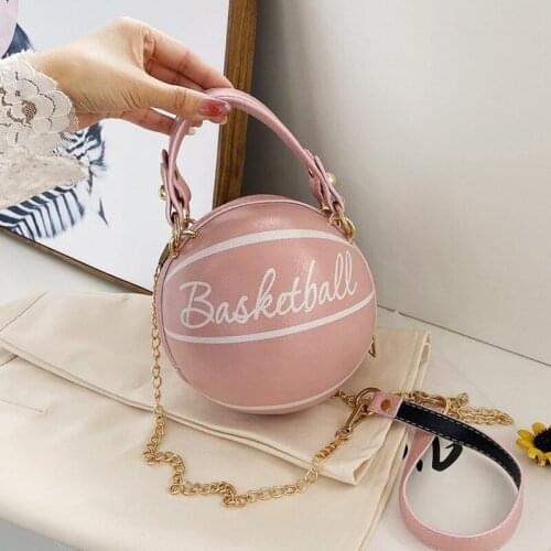 Personality Basketball Crossbady Bag For Women Casual PU Leather Handbag Cute Round Ball Purse Wacky Female Chains Tote
