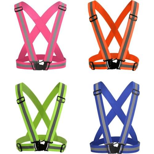 Outdoor Reflective Vest Safety Reflective Coat Elastic Adjustable Reflective Gear for Running Walking Jogging Cycling Motorcycle