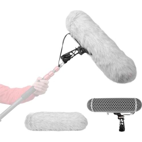 Microphone Wind Protect Cage + Windshield + Shock Mount Suspension System for RODE NTG1/NTG2/NTG4/NTG4+ Microphones
