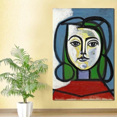 Woman Head Portrait By Picasso Wall Art Canvas Poster and Print Canvas Painting Oil Decorative Picture Living Room Home Decor HD