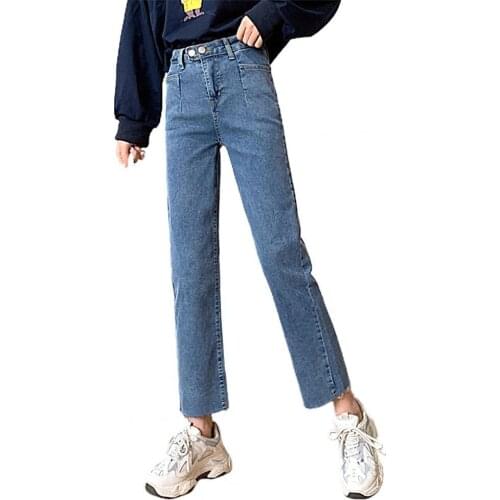 Woman Jeans High Waist Denim Baggy Jeans Women Blue Streetwear 2020 Harajuku Loose Straight Pants Women Pockets Trousers