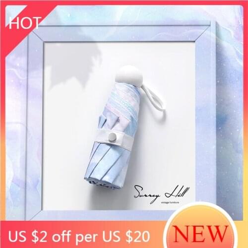 Sun Rain Women Decoration Umbrella Folding UV Protection Fashion Sunscreen Umbrella Small Automatic Paraguas Home Garden AG50ZS