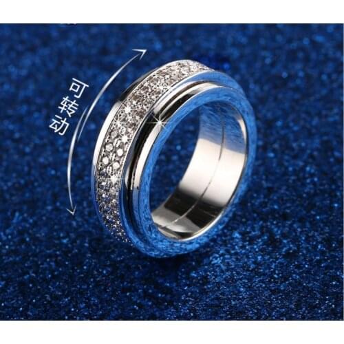 European 925 Sterling silver ring RING Female Crystal from Swarovskis Simple Rotate ring Anti-allergic Christmas gift