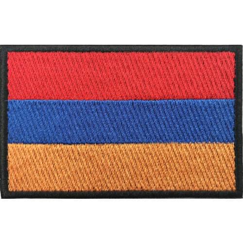 1PC Armenian flag Armenia Armband Embroidered Patch Hook & Loop or iron on Embroidery Velcro Badge Cloth Military Moral Stripe