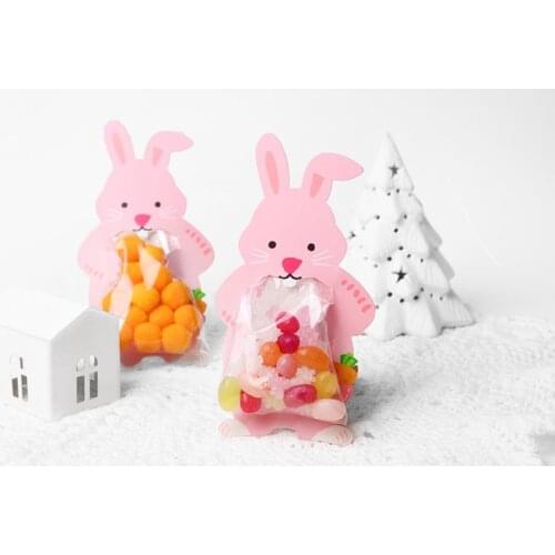 10pcs/lot Animal Candy Bags Bear Rabbit Cookie Candy Bags Cute Animal Rabbit Cards Paper Candy Box Baby Shower Birthday Party