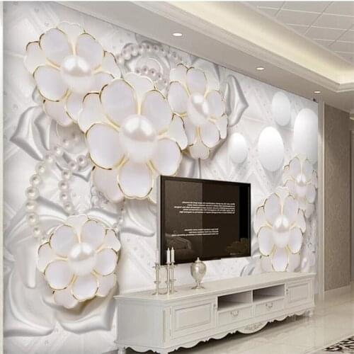 Beibehang Custom wallpaper 3d mural atmosphere exquisite 3D jewelry flower soft package TV background wall paper papel de parede