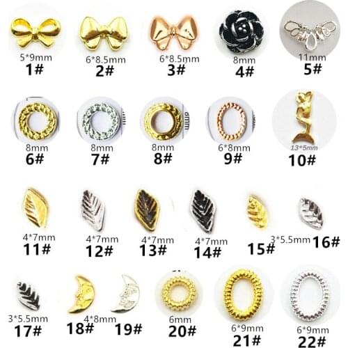 50pcs/pack Japan Metal 3D Nail art Decorations Kawaii Leaf Mermaid Oval Nail Parts Nail Accessories DIY Alloy Nail Supplies