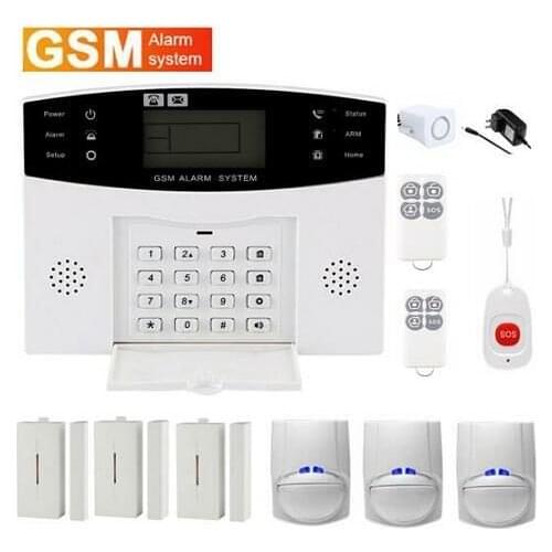Wireless GSM Alarm System With 3 Door Sensor 3 PIR Motion Detector 1 SOS Button