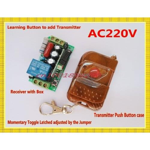 AC220V 1CH wireless switch RF Receiver&Transmitter 10A Momentary Toggle Add controller freely LED SMD Lamp Power ON OFF