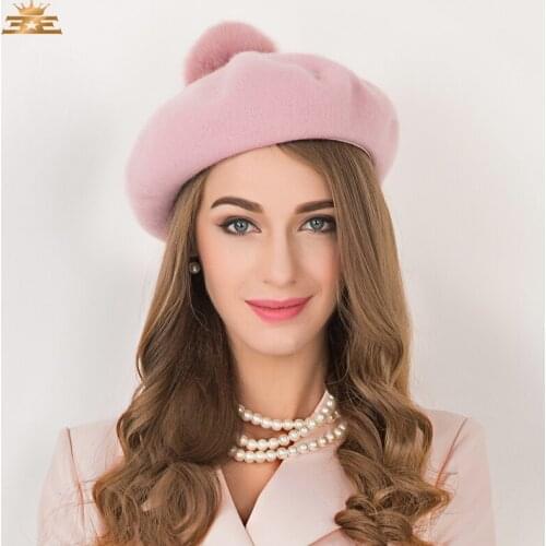 Elegant Ladies Wool Hats for Women Wedding Fedoras VintageKnitting Cap Female Woolen Cap Students Winter Warm Hat B-7466