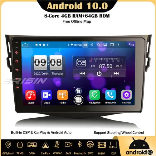 Erisin 8734 9" 8-Core Android 10.0 Car Stereo DAB+ Navigation DSP CarPlay DVR 4G DTV Bluetooth WiFi Canbus GPS For TOYOTA RAV4