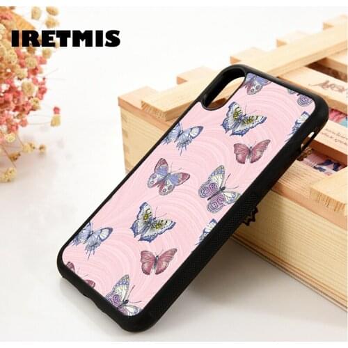 Iretmis 5 5S SE 6 6S TPU Silicone Rubber phone case cover for iPhone 7 8 plus X Xs 11 Pro Max XR Butterfly Marble