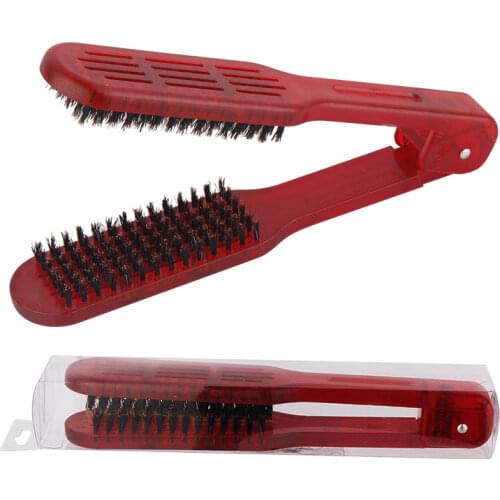 Ceramic Straightening Comb Double Sided Hair Brush Clamp Hairdressing Natural Fibres Bristle Hair Comb Hairstylig Tool