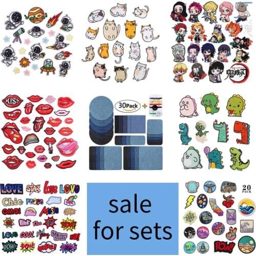 Combination set cartoon animal dinosaur cloth stickers Japanese anime patch space astronaut embroidery iron on children clothes