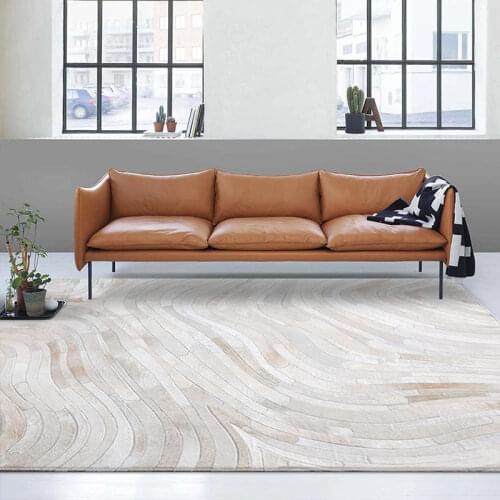 Natural cow skin hide carpet for living room luxury cowhide seamed square striped carpet big size decoration office carpet