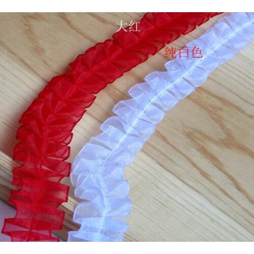 2cm 20Meters Ruffled Lace Trim Organza Lace Trim DIY Lace Curtain Accessories Free shipping