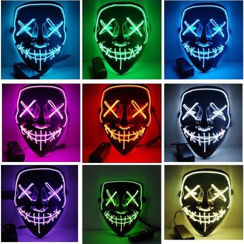 44 Color LED Halloween Mask Purge Masks Election Mascara Costume DJ halloween party Light Up Masks scary halloween mask
