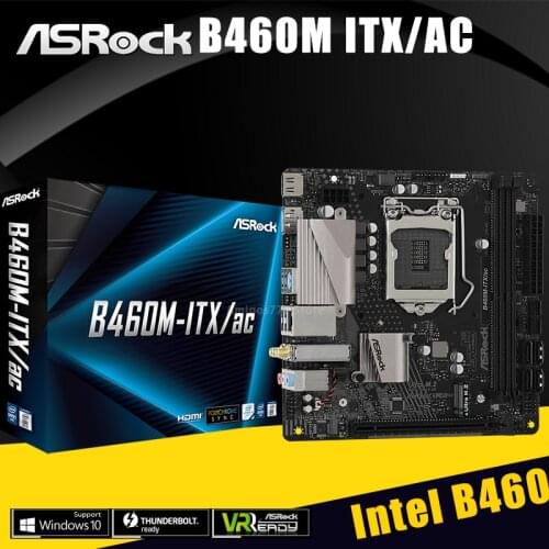 LGA 1200 ASRock B460M-ITX/AC Motherboard DDR4 PCI-E 3.0 64GB M.2 HDMI-Compatible Overlocking Desktop B460 Placa-Mãe Mini-ITX