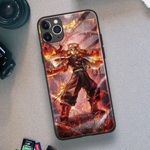 Kyojuro Rengoku Kimetsu no Yaiba Anime Soft TPU Glass Phone Case for IPhone SE 6s 7 8 Plus X Xr Xs 11 12 Mini Pro Max Samsung
