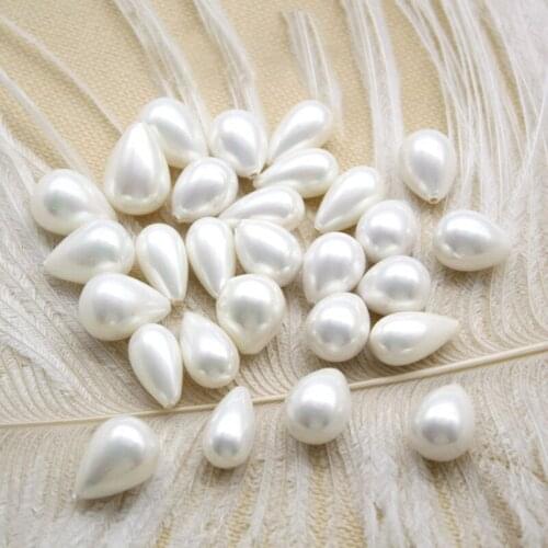 Natural Pearl Shell Beads White Half-hole Drop-shaped Teardrop Mother-of-pearl Loose Beads Handmade Necklace Earrings Jewelry