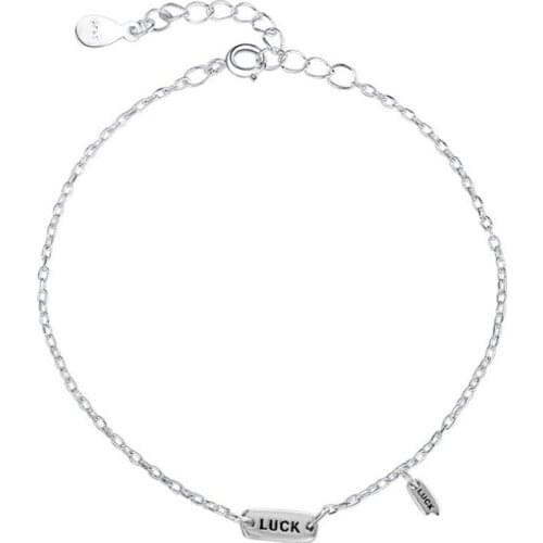 New Popular English Lettering Lucky Simple Niche Design 925 Sterling Silver Jewelry Female Exquisite Bracelets SB209