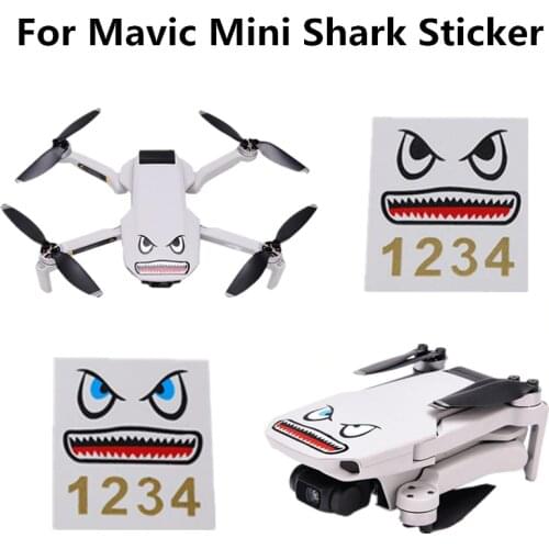 OOTDTY 1 Set Drone Battery Body Sticker Aircraft Shark Sticker Adhesive Art Decals for DJI Mavic Mini Drone Accessories