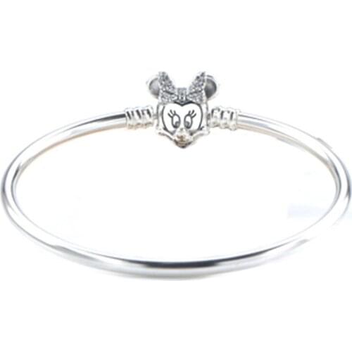 Bewill Valentine TOP SALE Authentic 100% 925 Sterling Silver Lovely Minnie Original Bangle & Bracelet For Girlfriend