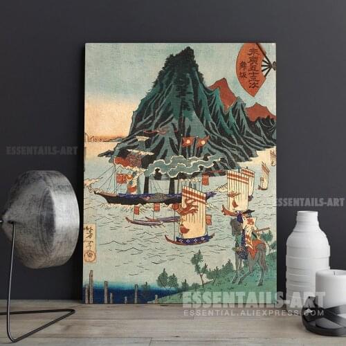 Japanese style SPassing Steamship Ukiyoe Canvas Wall Art Painting Decor Bedroom study Living kid Room Home Decoration Prints