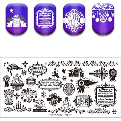 Stamping Plates Christmas Angel Theme Plate Marble Geometric Stainless Steel Nail Art Image Plate Stencil