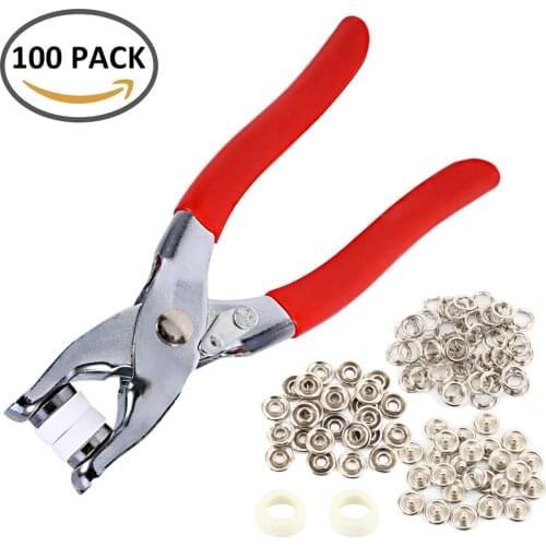 1 Pcs Plier Tool +25 Sets 9.5mm Metal Prong Snap Buttons Fasteners Press Studs Buckle Snap Fasteners for Installing Clothes Bags