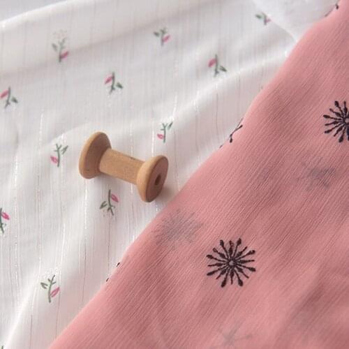 Half Meter Fresh Flower Embroidered Chiffon Fabric For Shirt Dress Upper Clothes Garment Sewing Tissue A81