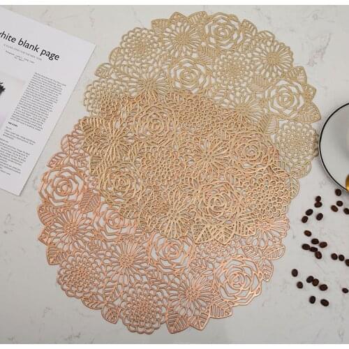 PVC Hollow Oil Water Resistant Non-slip Kitchen Placemat Coaster Insulation Pad Dish Coffee Cup Table Mat Home Hotel Decor 51068