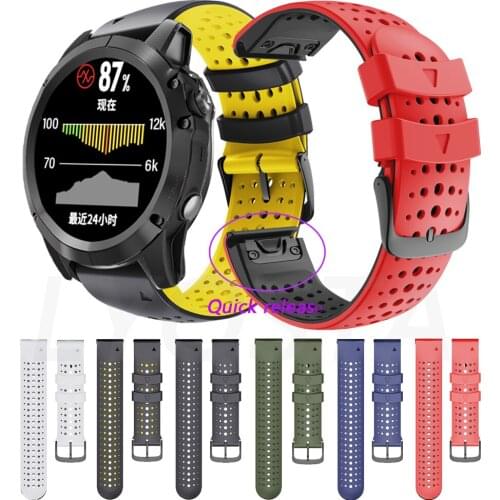 26 22mm Sport Silicone Watchband for Garmin Fenix 6X 6 6S Pro 5X 5 5S Plus 3 3HR 935 Easy Fit Quick Release Wrist Straps Correa