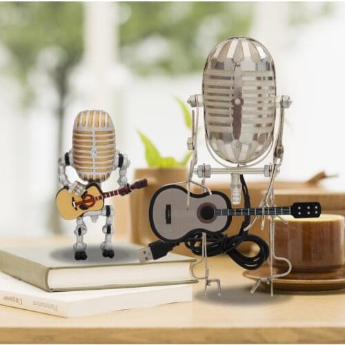 Retro Style Microphone Robot Lamp Holding Guitar Vintage Halloween Party Bars Photography Decor Tools Drop shipping