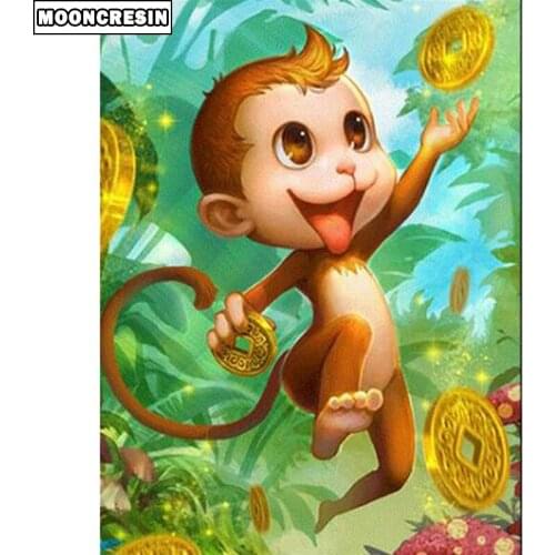 Diy Diamond Embroidery Animal Cross Stitch 5D Diamond Painting Monkey Needlework Painting With Diamonds Mosaic Decor Home Gift