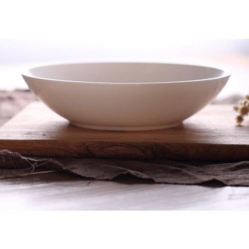Ceramic Soup Plate Deep Plate Creative Pure White Bone China Shallow Bowl Chinese Household Soup Bowl Vegetable Bowl Tableware