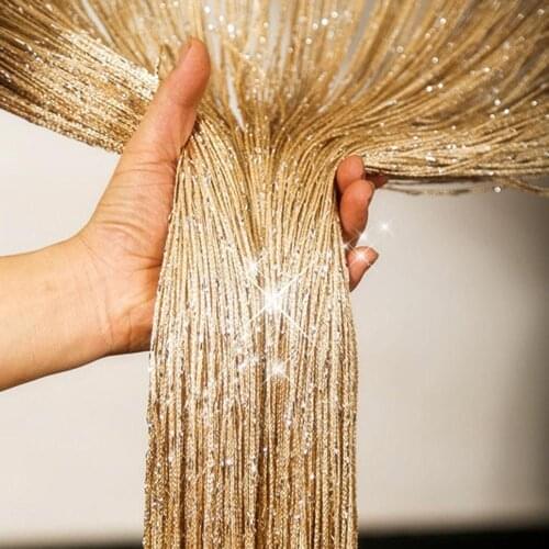 Curtains Thread String Curtain Door Tassel Bead Sheer Drape panel For Window Bedroom Living Room 1*2M
