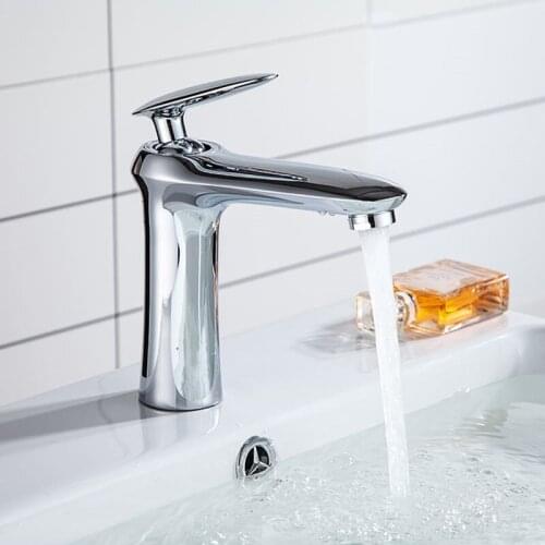 LIUYUE Basin Faucets Chrome Brass Bathroom Modern Basin Faucet Deck Mounted Hot Cold Water Crane Mixer Taps Torneira