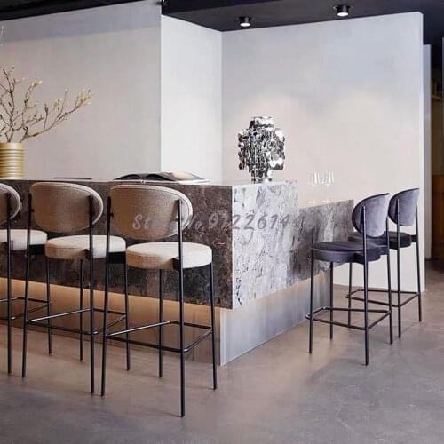 Light Luxury Bar Chair Modern Minimalist Home Bar Chair Nordic Front Desk Bar Stool Net Red Backrest High Stool Chair