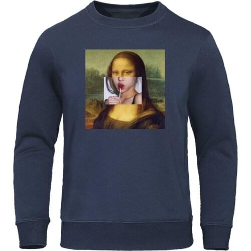 Lollipop Lips Hoody Gioconda Mona Lisa Hoodies Winter Autumn Mens Clothes Warm Sweatshirt Funny Men Pullover Hip Hop Streetwear