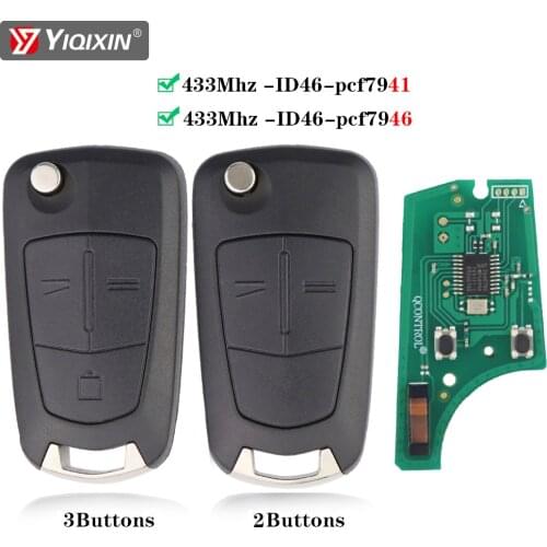 YIQIXIN Flip 2/3Buttons Remote Car Key Fob For Opel Astra j H 2004-2009 Vectra C Corsa C Vivaro Zafira B 2005-2013 PCF7946 Chip